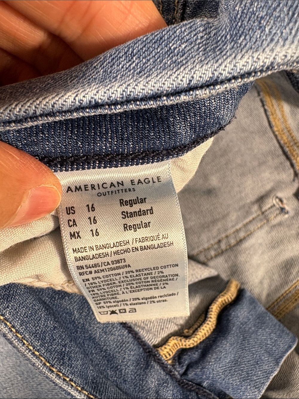 NWT American Eagle Stretch High Rise Curvy Baggy Wide Leg Jeans Size 16 Regular - Picture 3 of 12